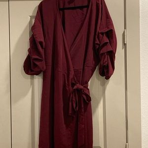Burgundy wrap dress